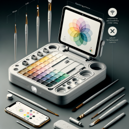 Product Idea: The iPalette - A Revolutionary Watercoloring Station Style: Minimalist Elegance The design should draw on the sleek elegance and functionality of Apple products, while considering the needs of an artist. Purity of form and simplicity of use are key. The design should be geometric and streamlined, but also tactile and inviting, much like the work of Isao Hosoe. Brand: Apple Apple's design philosophy aligns perfectly with the vision for the iPalette. Known for their innovative, minimalistic design, and user-friendly interface, this product could be a new venture into the creative world for the brand. Inspirational Designer: Isao Hosoe Hosoe's work combines functional engineering with playful, user-friendly design. This approach can inspire the design of the iPalette, making it a highly practical tool for artists while also being a stunning piece of design. Function: The iPalette will be a multi-functional watercoloring workstation. It includes a palette for mixing colors, a water tank for washing brushes, compartments for storing paints and brushes, and a flat, lighted surface for painting. It can also connect to digital devices via Bluetooth for digital sketching and painting. Size: The size should be compact and portable, similar to a laptop or a tablet, so artists can carry it anywhere. Color: The iPalette should come in a range of Apple's signature colors such as Space Gray, Silver, and Gold. The surface for mixing colors should be white to allow accurate color perception. Unique Features: The iPalette will have touch-sensitive controls for adjusting the brightness of the lighted surface, and other settings. The water tank will have an automatic cleaning feature, and the compartments for paints and brushes will be detachable for easy cleaning. Additionally, the device can connect to an accompanying app that provides color-mixing tutorials and other useful features for artists.