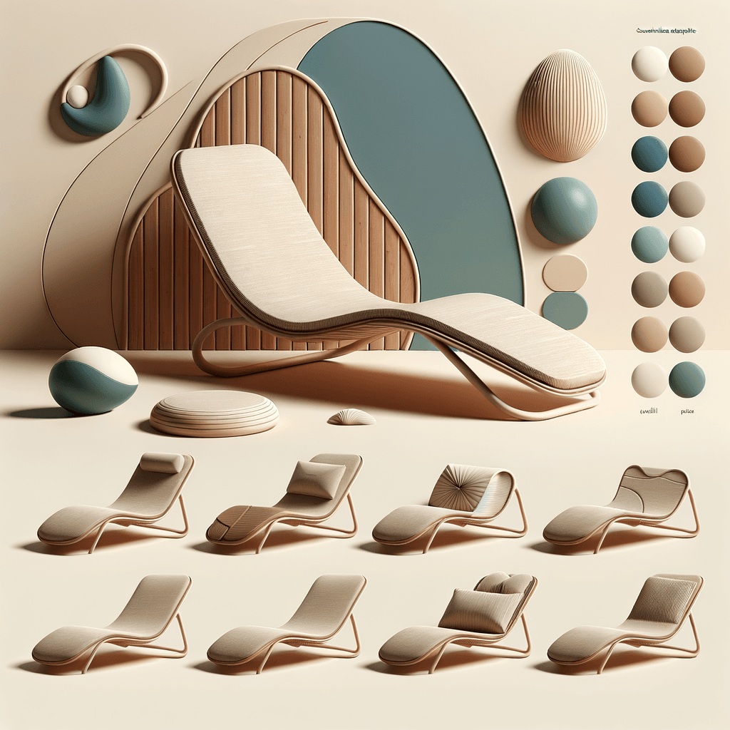 Product: Multi-Purpose Lounge Chair Style: Modern and minimalist. The design should have smooth curves and a sleek silhouette that follow the contours of the body for maximum comfort. The chair should be able to fold and unfold seamlessly, transforming from a lounge chair to a sun cover with ease. Brand: A brand that values outdoor living, comfort and smart design, such as West Elm or IKEA. Inspiration: Take inspiration from the natural, organic shapes found in beach elements like shells and waves. Also, consider the functionality of practical outdoor gear and the simplicity of Scandinavian design. Color: A range of earthy, natural tones like sandy beige, sea green, or soft sky blue. Size: The chair should be large enough to accommodate an average adult when unfolded. When folded, it should be compact enough to be easily carried or stored. Function: The chair serves a dual purpose. When unfolded, it acts as a comfortable lounge chair suitable for relaxing by the pool or on the beach. When folded, it transforms into a sun cover, providing shade for those hot summer days. It should be lightweight for easy portability and have a sturdy construction to withstand outdoor elements. Unique Features: The chair could feature an adjustable headrest for added comfort, a side pocket for storing essentials like a book or sunglasses, and maybe even a built-in pillow for extra comfort. Every time I pass by the beautiful pools in Austin, I wish I could see more of such innovative outdoor furniture enhancing people's relaxation time. Now, get sketching and bring this concept to life!