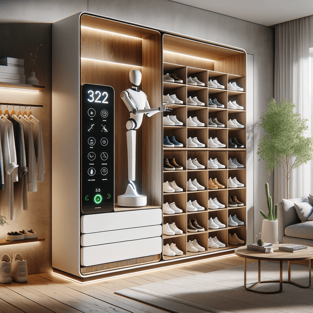 Style: Modern Minimalist Brand: Nordic Living Inspiration: Sleek modern furniture design, high-tech features, and the beauty of footwear artistry Product Details: This innovative shoe storage and catalog unit will be a blend of practicality, modern design, and state-of-the-art technology. The unit will be about the size of a regular wardrobe (around 6 feet tall and 4 feet wide), with a combination of white and natural oak color, and equipped with touch-sensitive screens on the front. The clean and minimalist aesthetic will ensure it integrates seamlessly with any modern home decor. The storage unit will use a robotic arm system that automatically collects shoes placed in a drop-off section. It will then scan and catalog each shoe by its type, color, brand, and size. Users can easily find their shoes by accessing the digital catalog via the touchscreen panel or via a mobile app. To maintain the shoes in the best condition, the unit will also be equipped with a climate control system to adjust humidity and temperature. UV light sanitation can be activated as needed to help keep shoes fresh and clean. Additionally, the storage system will feature soft LED lighting that accentuates the shoes and creates a warm, welcoming ambiance in the room. The LED lights can be adjusted in intensity and color. This unit represents the perfect amalgamation of tech and lifestyle, creating a functional piece that doubles as a focal point for any home setting. This product will be a fun and challenging design to sketch, with its blend of architectural elements and technology. And remember, the beauty of design is that it's always evolving, just like our wonderful city of Austin, Texas.